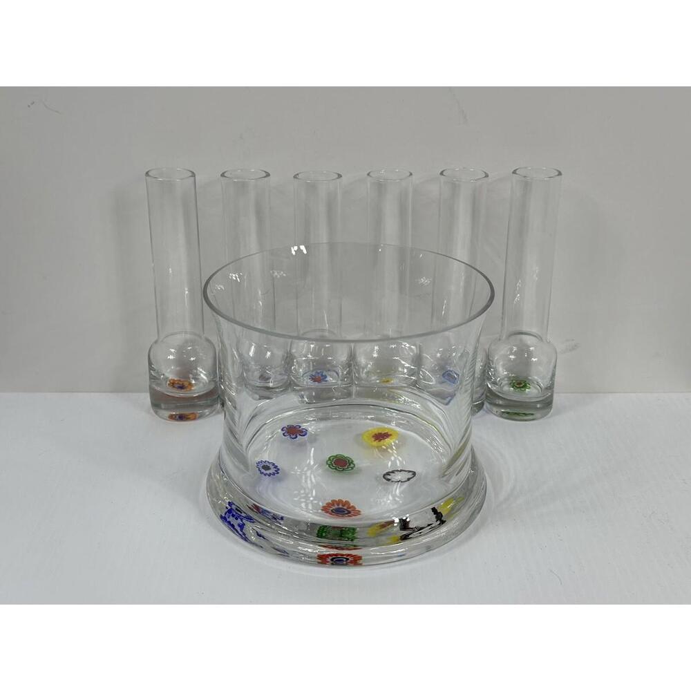 Leonardo Murano Millefiori Ice‎ Bucket w/ Vodka Shooter Shot Glasses Chiller Set
